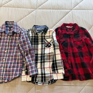 Chaps Kids Plaid Button Down Shirts - Red, Black, White